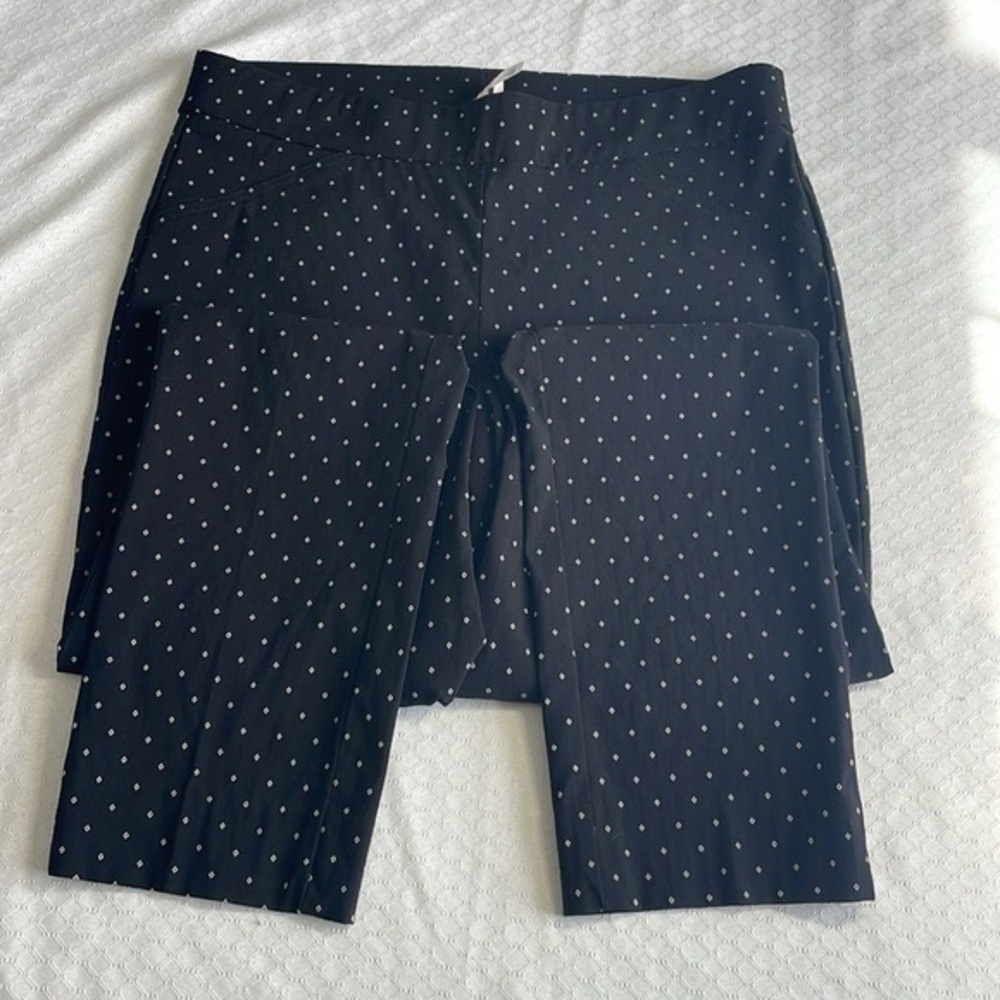 Anne Klein Black Dotted Ankle Pants Size 8